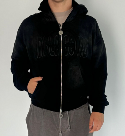 “CHARCOAL” UNFLAGGING ZIP UP